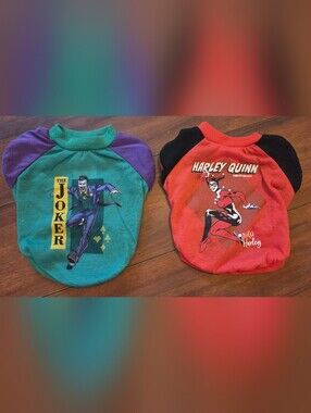 DC Comics Joker & Harley Quinn Dog Tees in Green, Purple, Red, Black Size XS